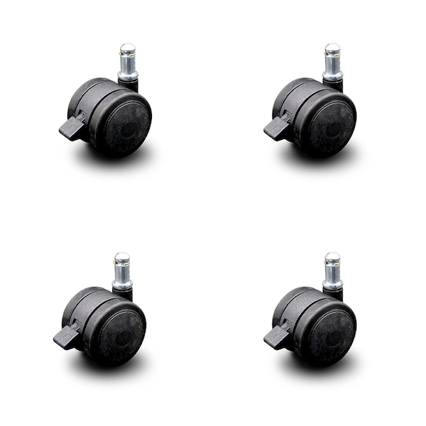 2" Black Soft Wheel Office Caster with Brake  Service Caster, PK4